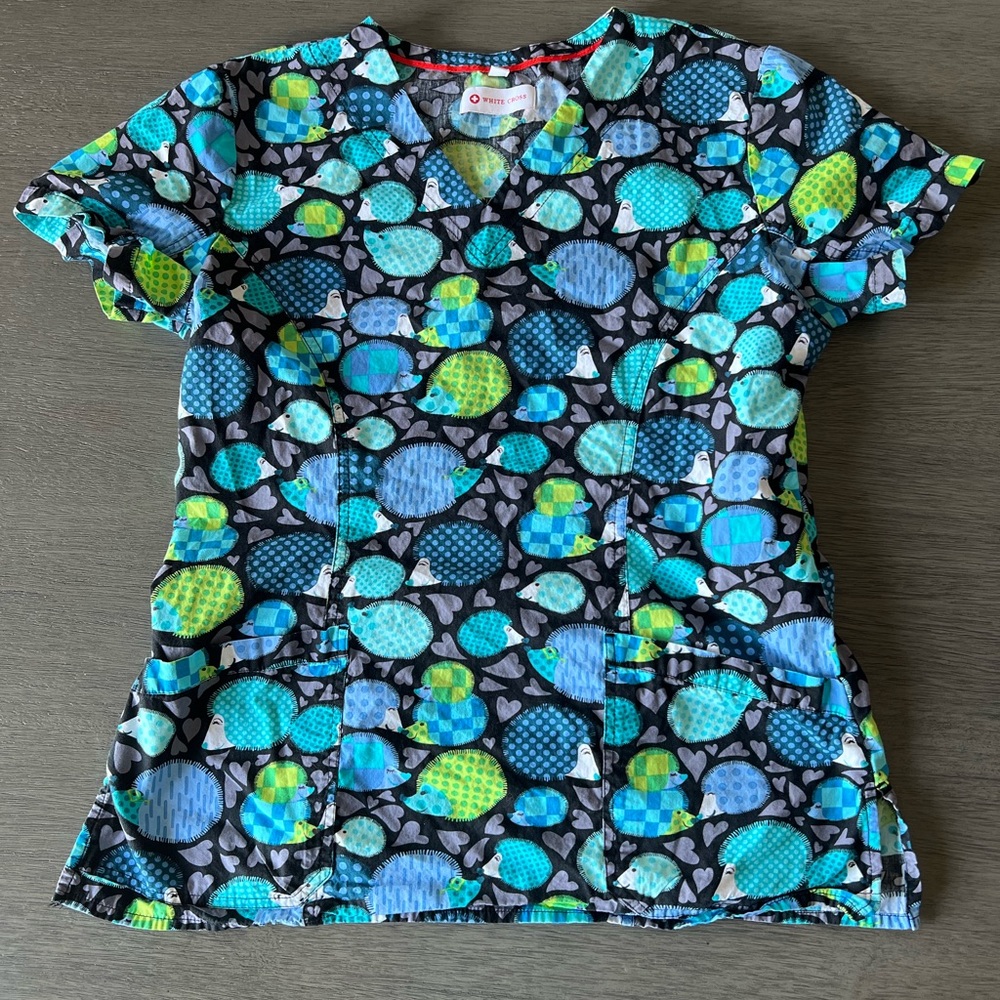 White Cross Multicolor Patterned Top